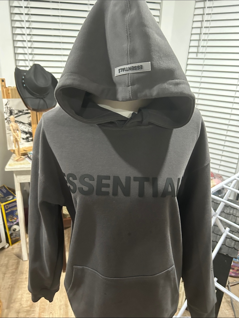 Essentials fear of god Men's Dark Gray Logo Hoodie
